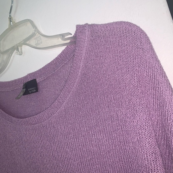 Sparkle & Fade Purple Knit Top With Sheer Sleeves - Picture 12 of 15
